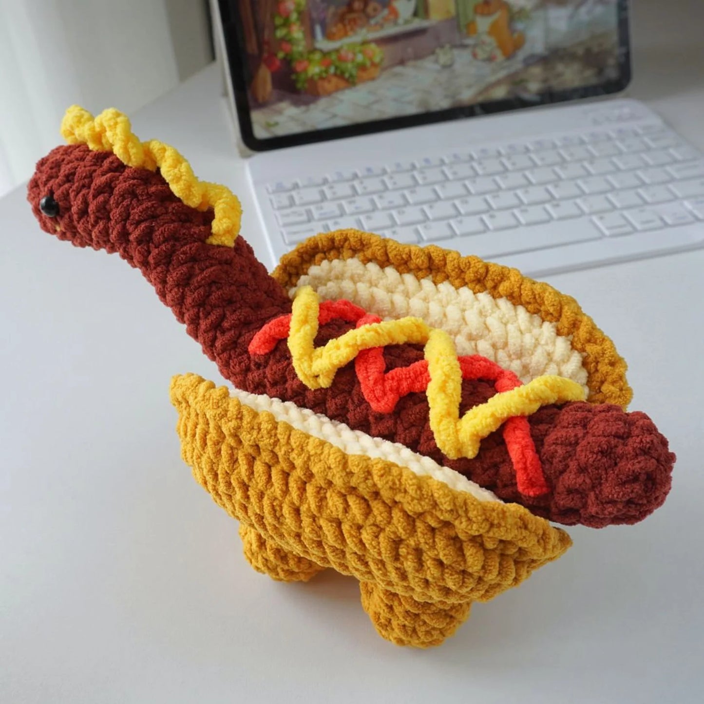 Dinosaur Crochet Pattern Bundle, Dino Snack Trio Crochet, Ice Cream Stegosaurus Crochet, Hot Dog Brachiosaurus Crochet, Ankylobuger Crochet